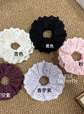 赵露思同款双层白色芭蕾风镂空蕾丝大肠发圈女丸子头发绳皮筋头花