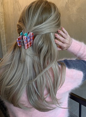 红色格纹氛围感发饰圣诞发夹边夹侧边创意苹果抓夹鸭嘴夹可爱夹子