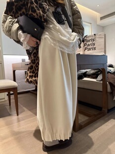 秋冬花苞加绒卫裤女2025冬季新款慵懒风高腰花苞宽松显瘦休闲裤子