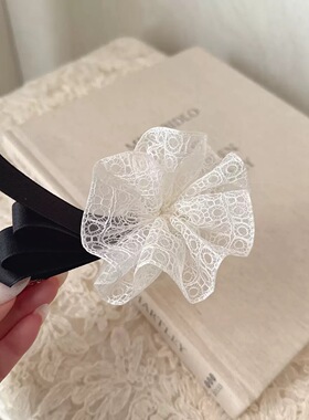 法式蕾丝花纹褶皱花朵顶夹优雅气质后脑勺马尾夹甜美仙女风弹簧夹