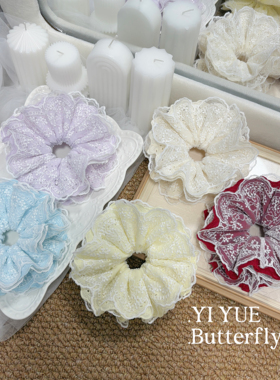 六层大号蕾丝花边大肠发圈女扎头发绳大头花头绳头饰品赵露思同款