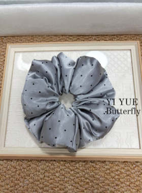 灰色波点超大号大肠发圈睡觉枕头发圈缎面女头花扎头发绳饰品韩国