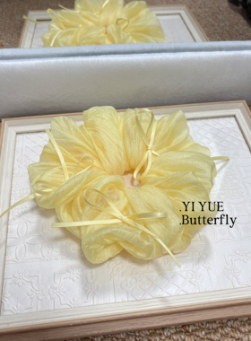 韩国东大门大号黄色蝴蝶结大肠发圈甜美百搭纱纱绑发绳扎头发饰品