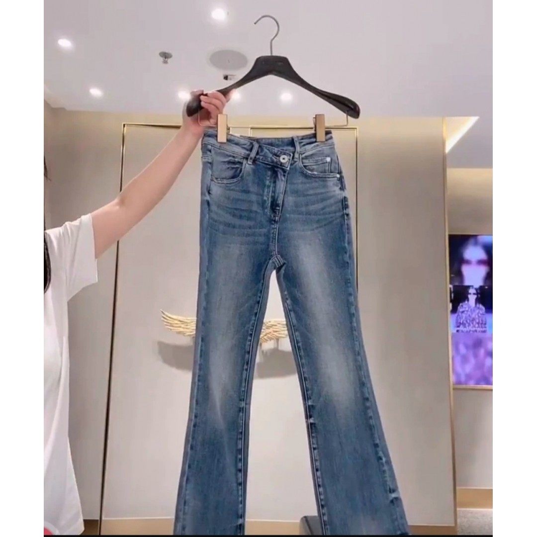 专柜直发2022含真丝牛仔裤女不对称高腰微喇叭显瘦m-6W2JJ2250000,女装/女士精品,牛仔裤,淘宝优惠券,粉丝福利购,淘宝优惠卷