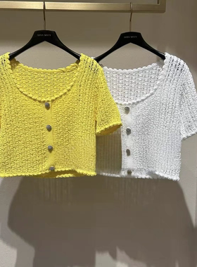 专柜正品2024夏季钻扣镂空套头衫6L2RJ0180000