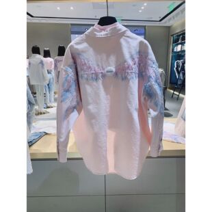 专柜直发2022春季新款天使系列牛仔衬衫女钉珠6W1XJ1860000