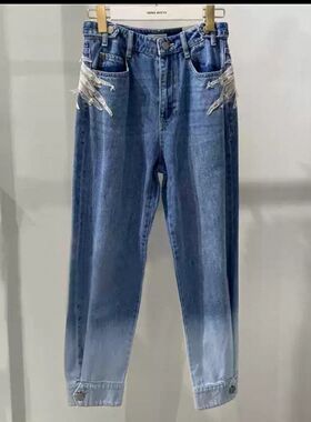 专柜直发2020夏季新款天使之翼钉珠刺绣牛仔裤女M-602JJ5060000