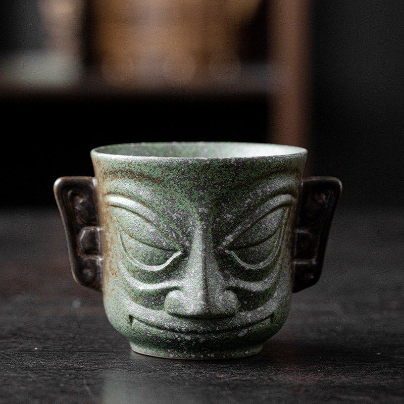 三星堆茶杯陶瓷大号中式主人杯复古国潮青铜釉个人专用喝茶杯单杯