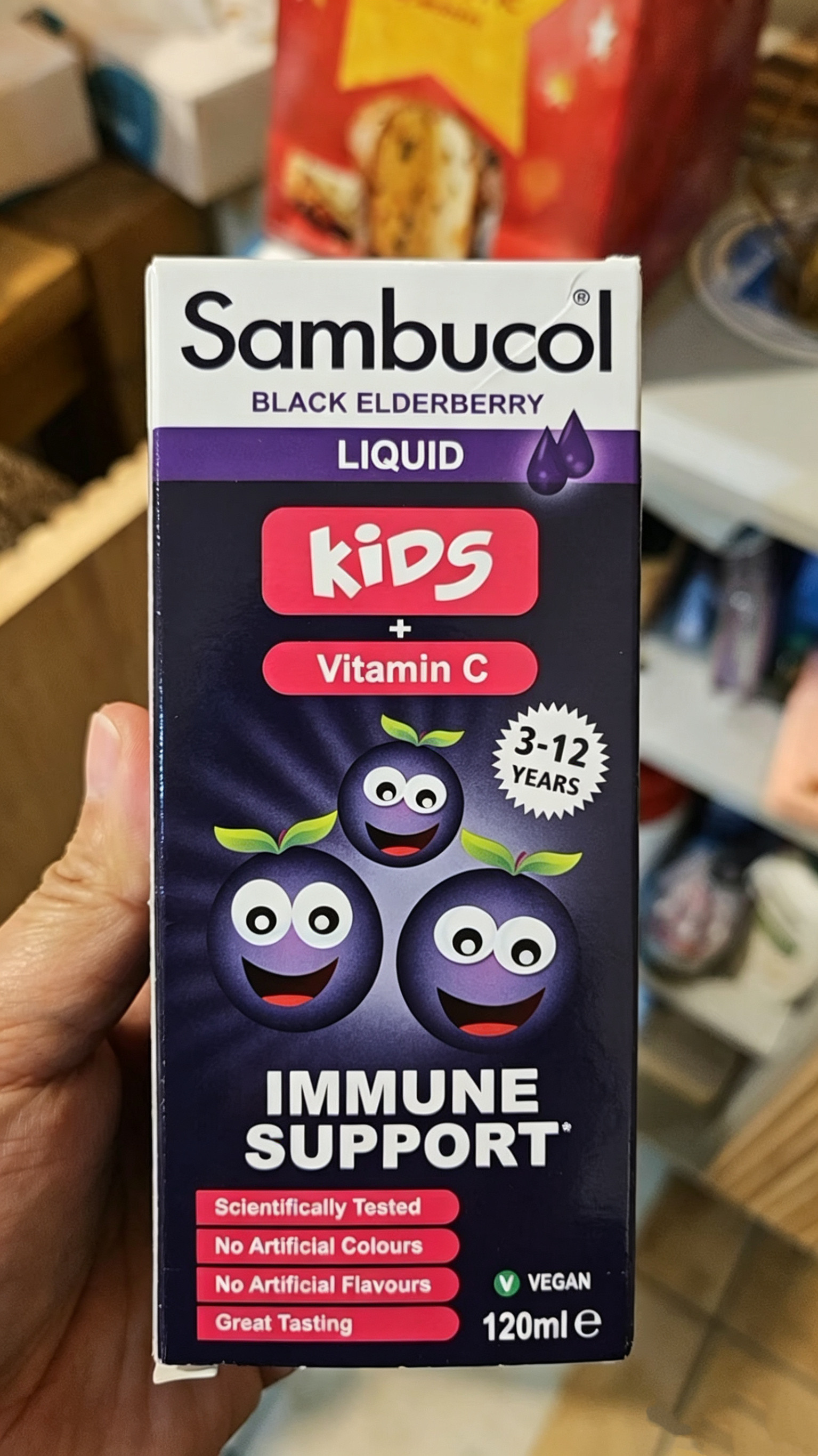 Sambucol黑接骨木糖浆120ml维生素C提高抵抗力英国采购