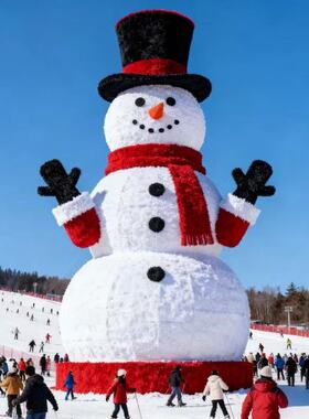 仿真绿雕工艺品定制户外景区滑雪场绿雕雪人造型景观网红打卡装置