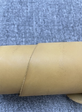 E751进口头层米黄色打蜡牛皮手感中挺厚度1.5mm