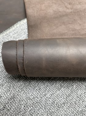 K507厚度1.4mm进口头层霍尔纹深棕变色疯马油蜡牛皮手感微软
