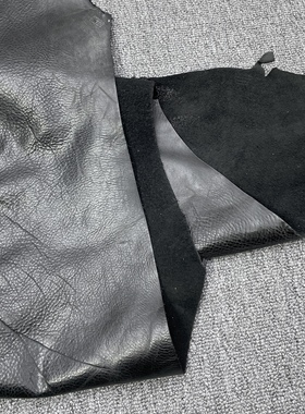 H606厚度1.5mm进口头层黑色油腊质感自然摔纹牛皮 手感微软