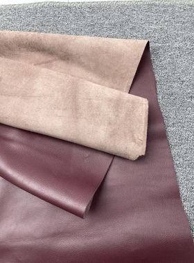 H862厚度1.4mm进口头层暗紫红色荔枝纹牛皮手感微软 12.5平方英尺