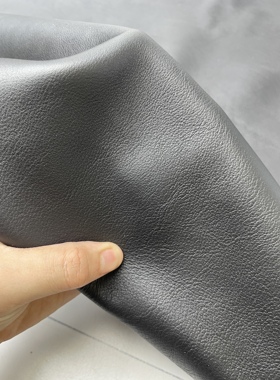 E1283进口头层黑色小荔枝纹牛皮手感微软厚度1.3mm