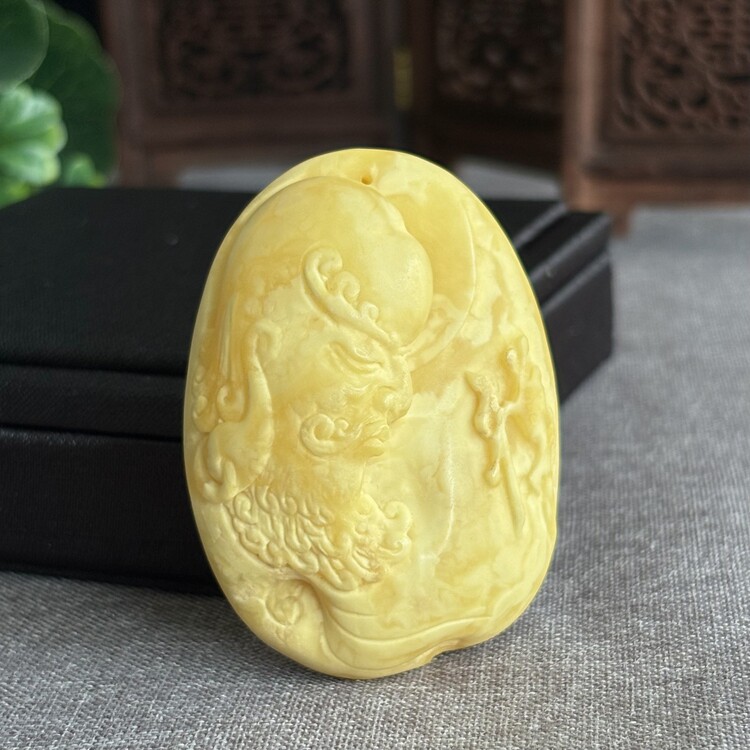 【挚爱】天然琥珀蜜蜡  白蜜蜡 大师工艺 达摩吊坠  23.2g