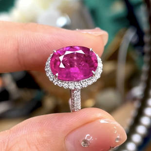 【挚爱碧玺】珍贵老料 18K金钻石镶嵌碧玺卢比来戒指   4.5ct