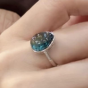 珍贵老料 18K金钻石镶嵌碧玺卢比来戒指 6.76ct 挚爱碧玺