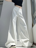 女高腰显瘦直筒喇叭牛仔裤 棉村 慵懒oni复古浅蓝宽松大摆阔脚裤