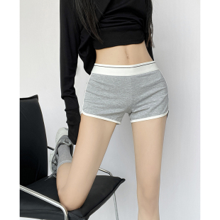 辣妹撞色拼接超短紧身运动健身短裤 女夏休闲百搭高腰显瘦外穿热裤