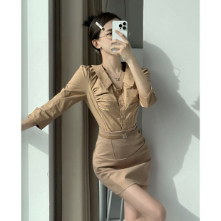 显瘦包臀裙 修身 律政俏佳人御姐高级感气质OL套装 气质感翻领衬衫