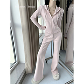 两件套高腰休闲裤 穿搭套装 气套组运动休闲针织卫衣奶系秋季 元