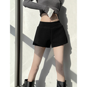 女秋冬高级感百搭休闲黑色裤 MianCun超正小黑裤 高腰肌肤感短裤 子