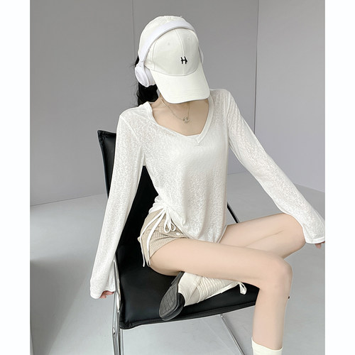 宽松运动罩衫抽绳T恤女