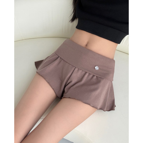 无负重轻薄舒适设计感翻边短裤女夏季瑜伽芭蕾系性感休闲运动热裤