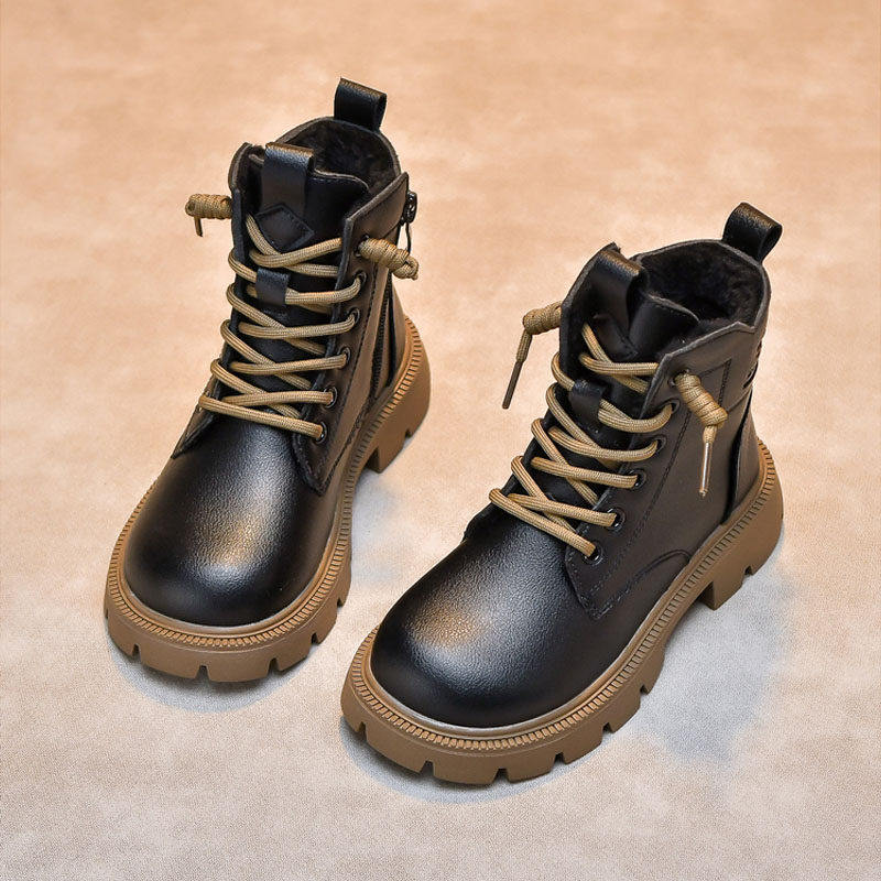 法国Fad Sincgo2025秋冬季新款加绒皮靴中大童二棉儿童马丁靴女款