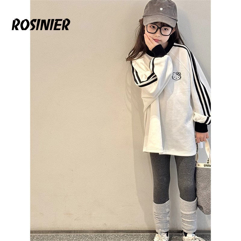 韩国ROSINIER女童长袖T恤春秋2026新款大童卫衣女孩加绒打底上衣