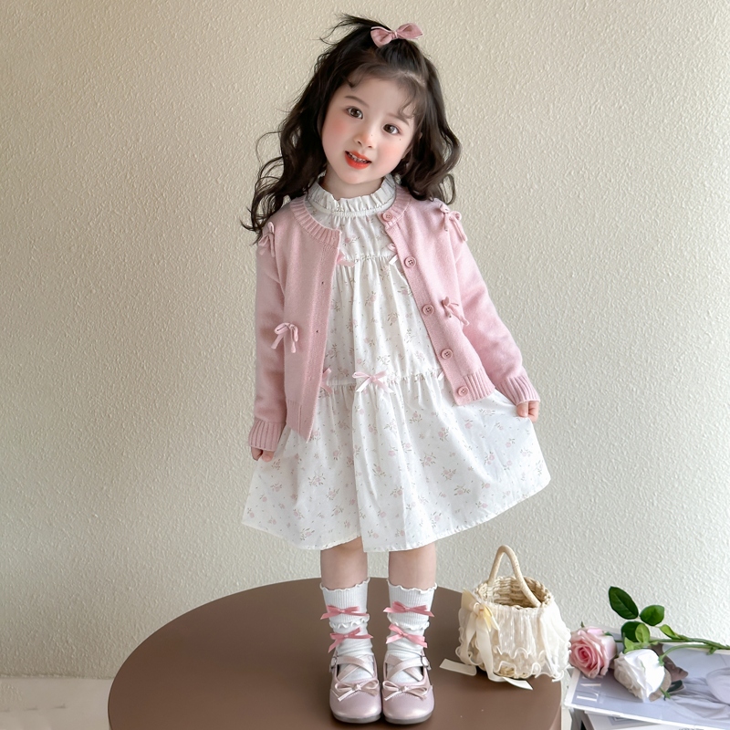韩国女童连衣裙套装春秋2025新款儿童春季碎花时髦宝宝春装两件套