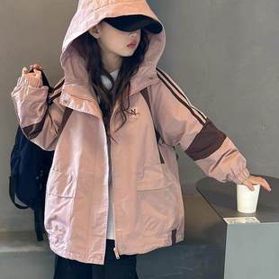 法国Uamtor女童外套冲锋衣2025新款春秋款女孩风衣休闲运动冲锋衣