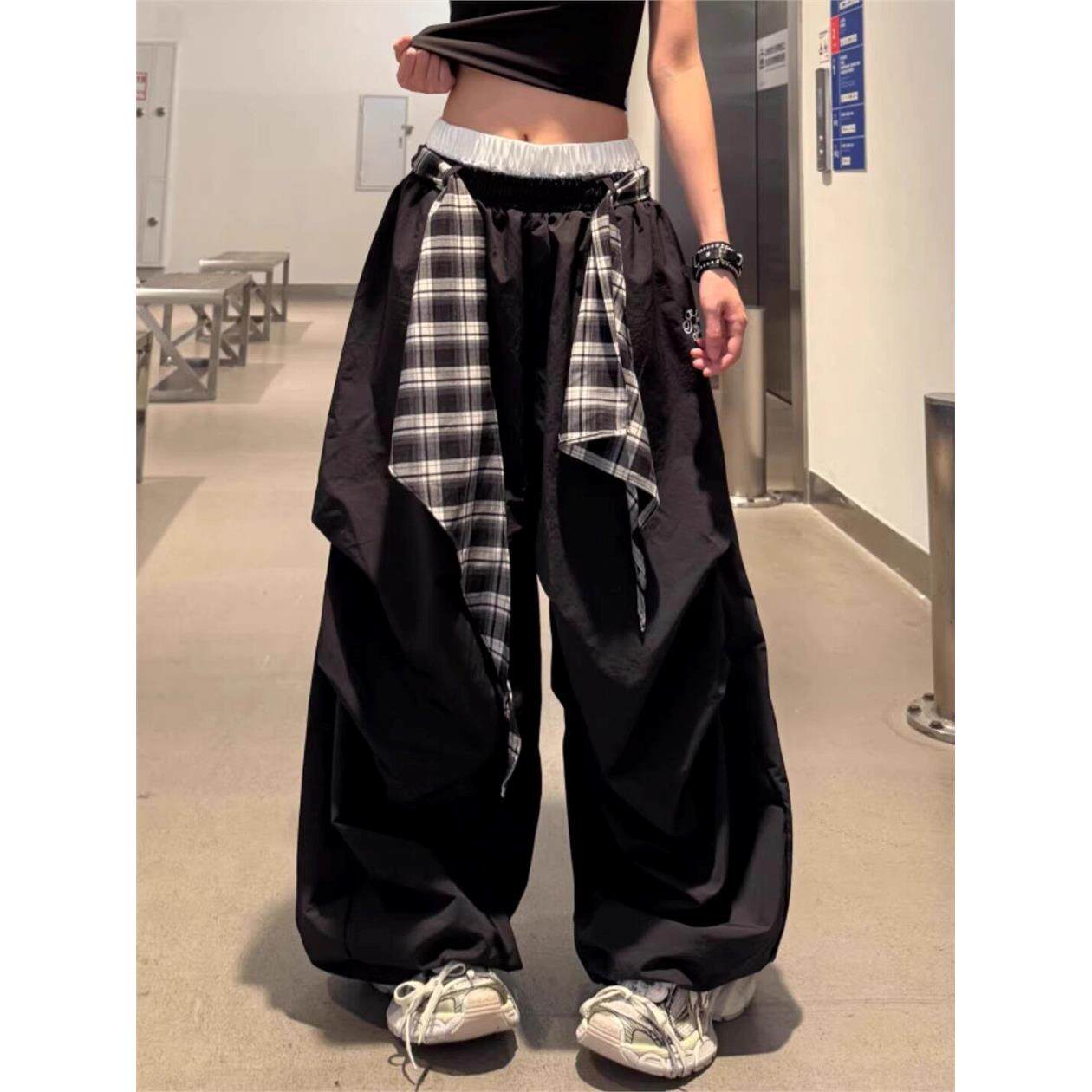 法国Uamtor女童美式嘻哈工装裤秋冬季2025大童痞帅爵士街舞弯刀裤