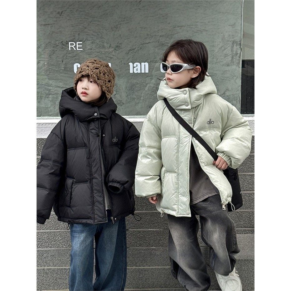 法国BADNUT儿童羽绒服冬季2025新款男女童中长款大童连帽免洗外套