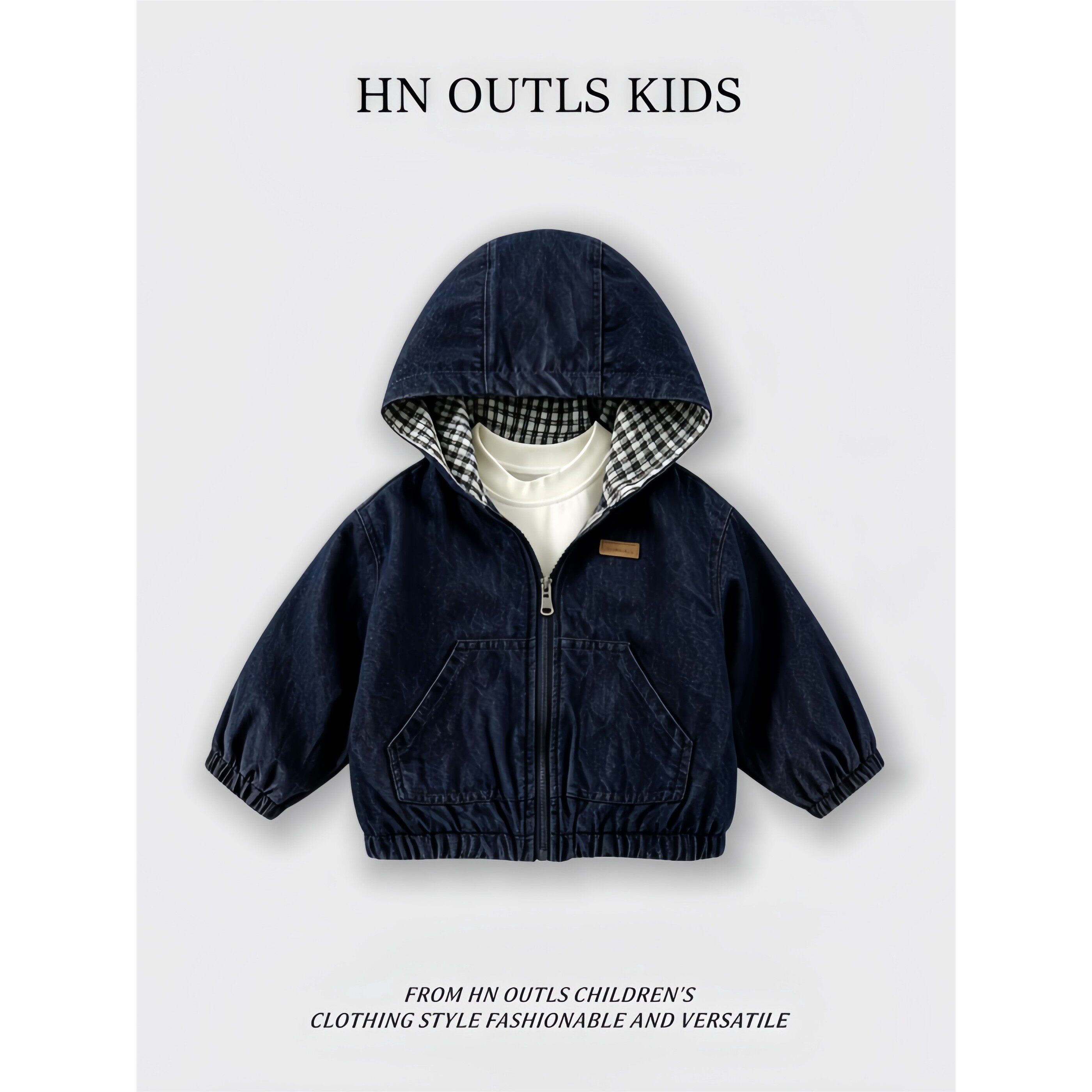 HNOUTLS儿童牛仔格子外
