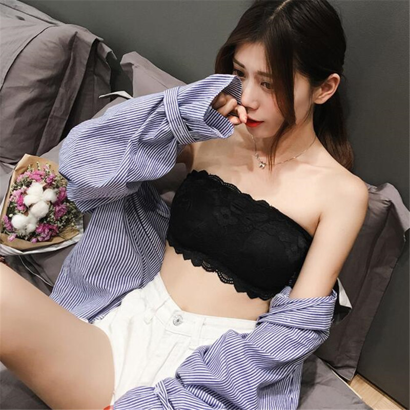 蕾丝韩版抹胸内衣无肩带钢圈文胸