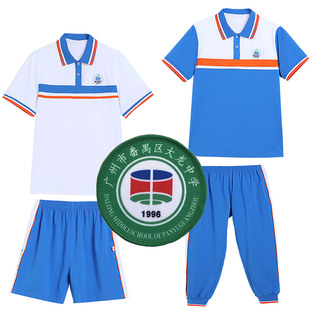 大龙中学新款校服短袖春装短裤番禺区初中校服外套男女T恤加绒裤