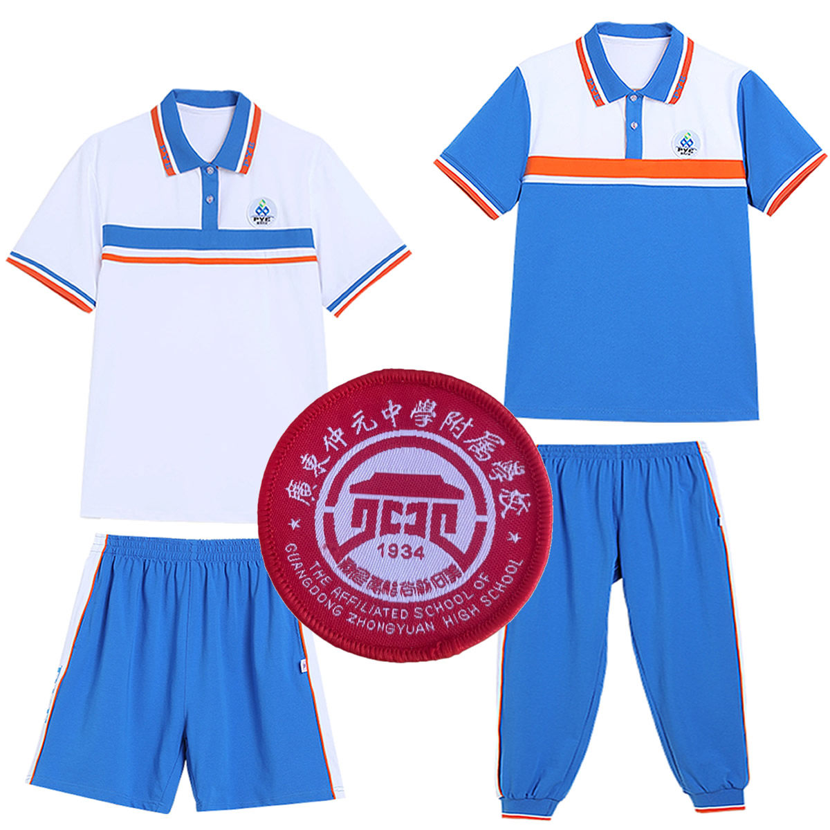 广东仲元中学附属学校新款校服短袖春装番禺初中校服短裤夏季外套