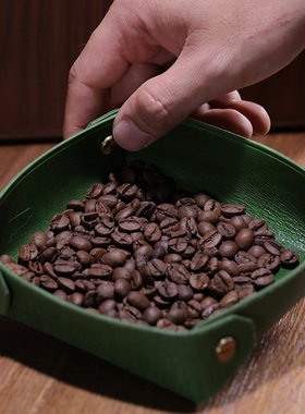 复古醒草盘文玩钥匙便携定制收纳盘植鞣头层牛皮真皮手工客厅玄关