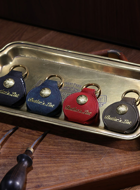 意大利植鞣革门禁卡airtag套水滴形头层牛真皮钥匙扣链一体保护套