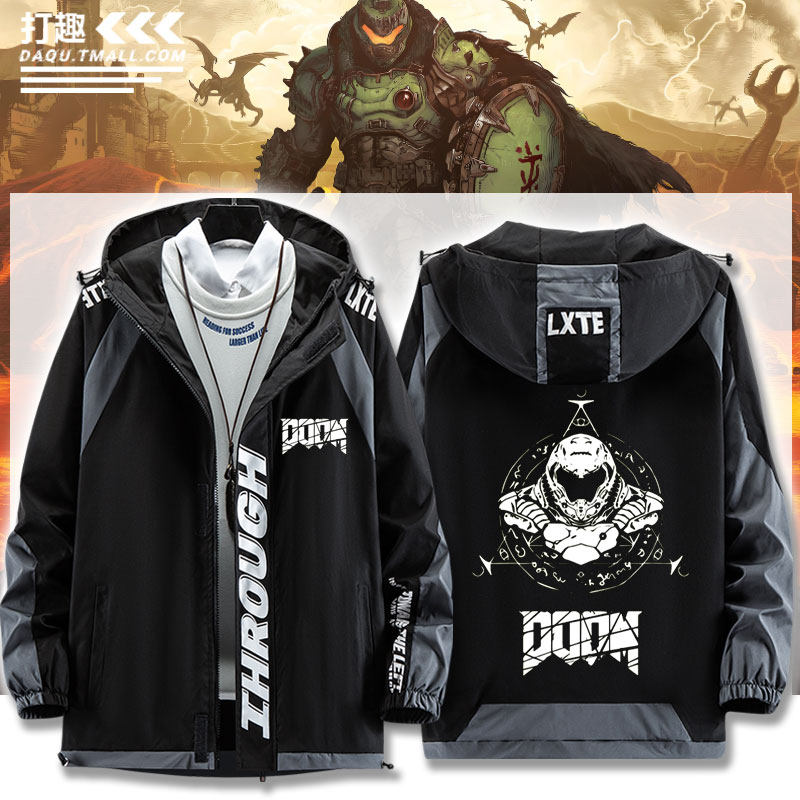 毁灭战士游戏周边PS4 XBOX连帽休闲外套夹克男女青少年上衣服潮