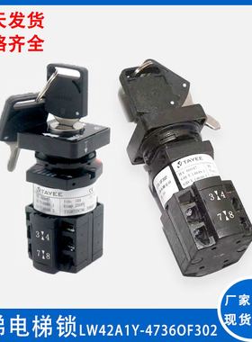 电梯电源锁钥匙开关LW42A1Y-4736OF302DAA177CD1适用于电梯