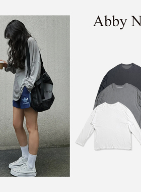 大版型遮阳罩衫纯色休闲T恤/白色灰色墨灰色F