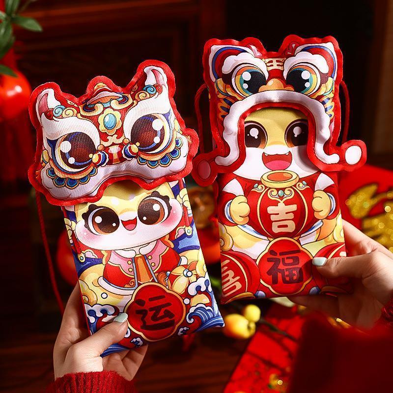 2025蛇年春节儿童过年红包袋创意卡通大号一万元布艺新年紅包批货