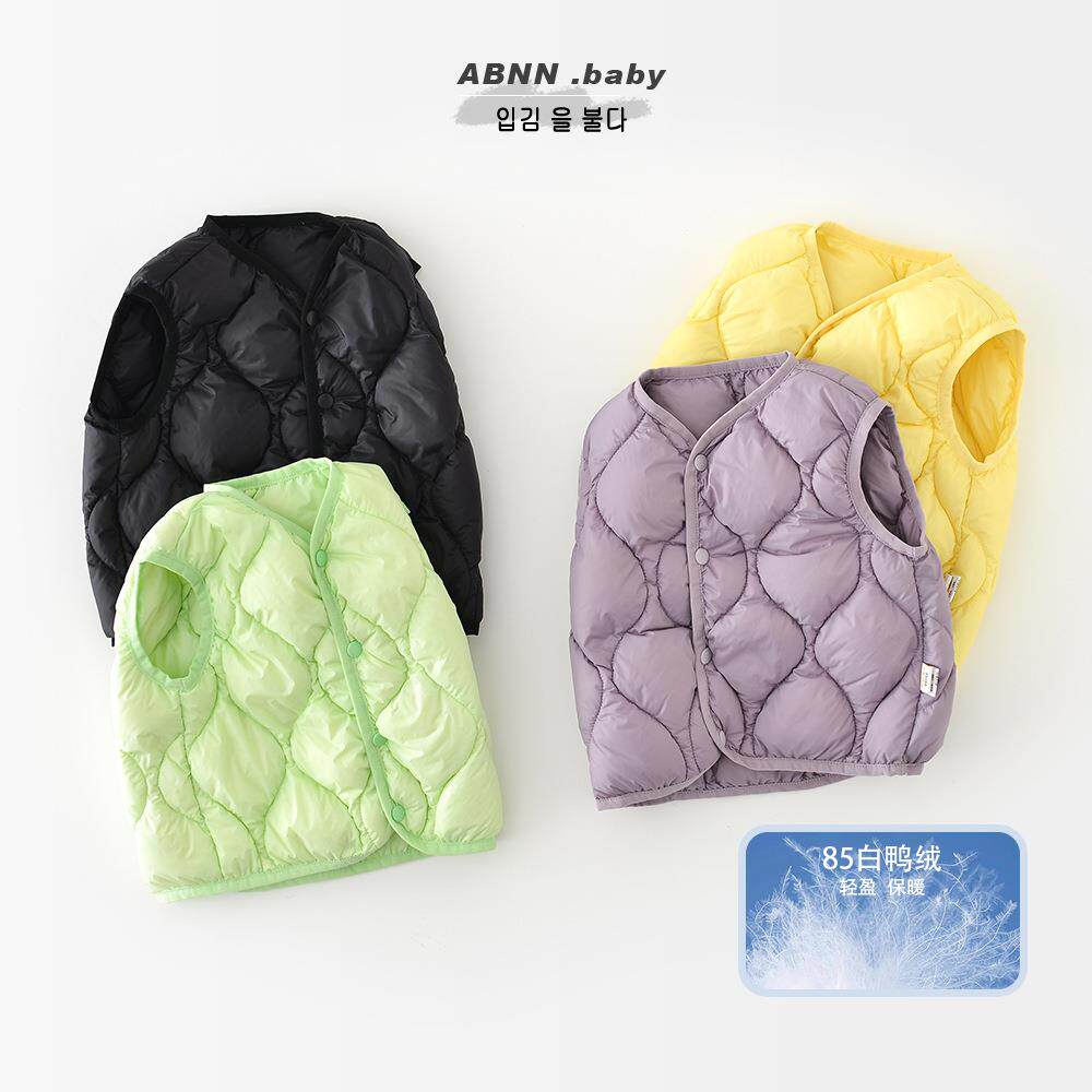 儿童冬季新款羽绒马甲宝宝轻薄0-3岁婴儿外穿白鸭绒背心50010