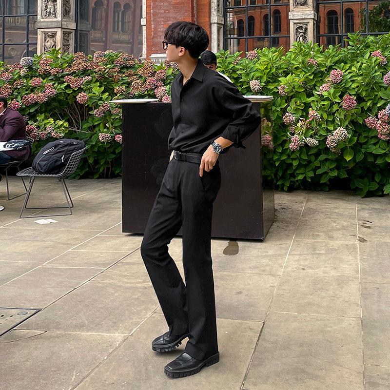 2025休闲西裤男士春秋季韩版宽松潮流直筒垂坠感微喇叭西装裤子