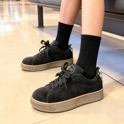 小众美式板鞋新款休闲面包鞋男款情侣鞋子春季高级感黑色运动鞋女