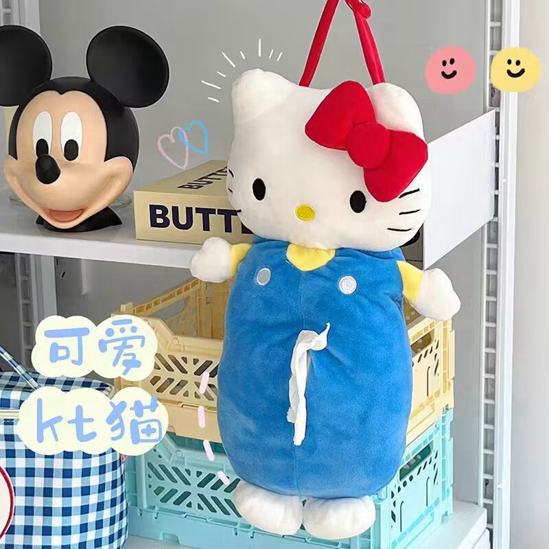 纸巾盒车载可爱凯蒂猫咪收纳袋车内背挂式纸巾袋卫生间厨房抽纸盒