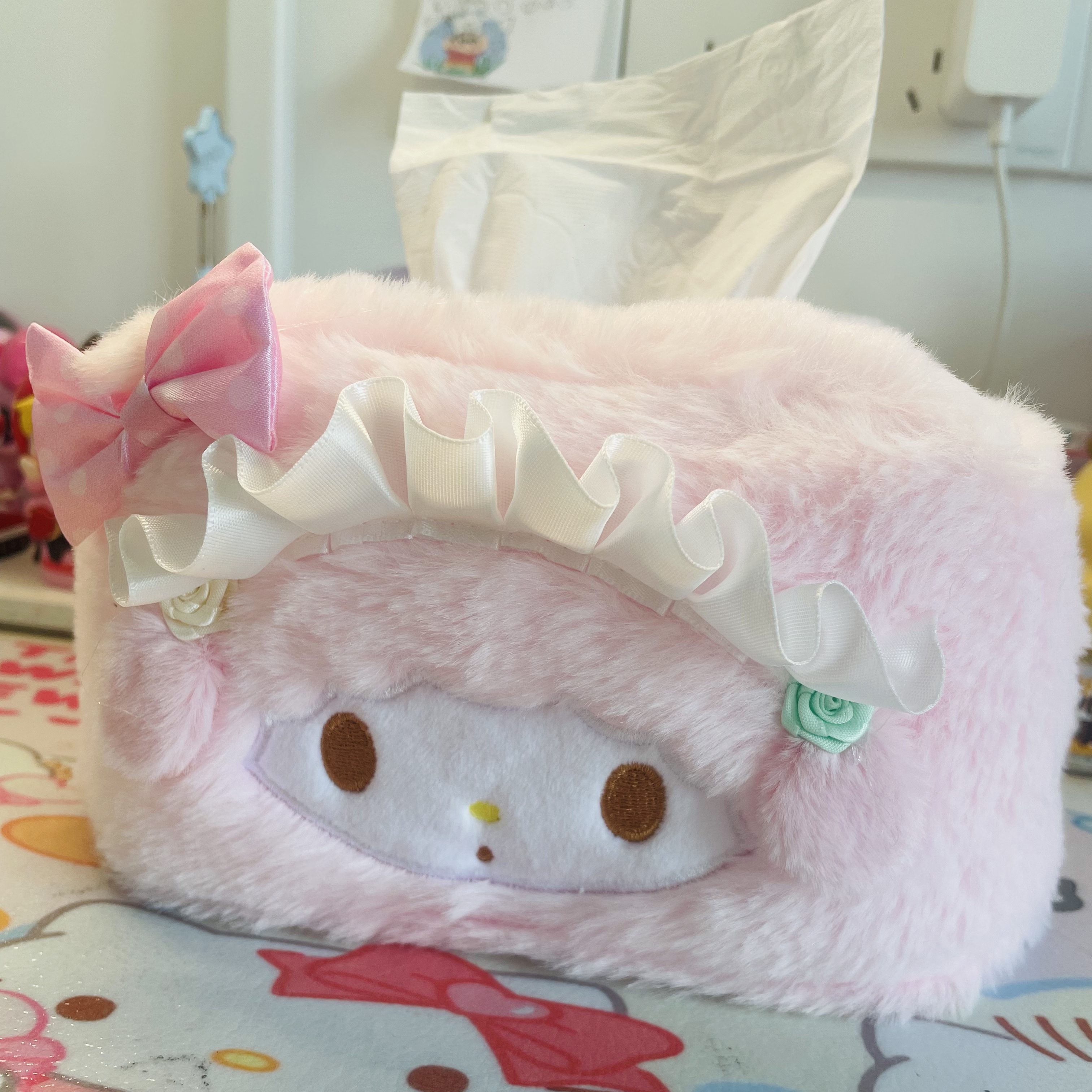 少女心可爱毛绒美兔小丑鱼纸巾套柔软毛绒抽纸巾盒套卷纸巾套萌图片